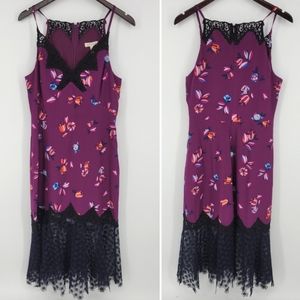 Rebecca Taylor Bellflower Lace Trim Slip Dress